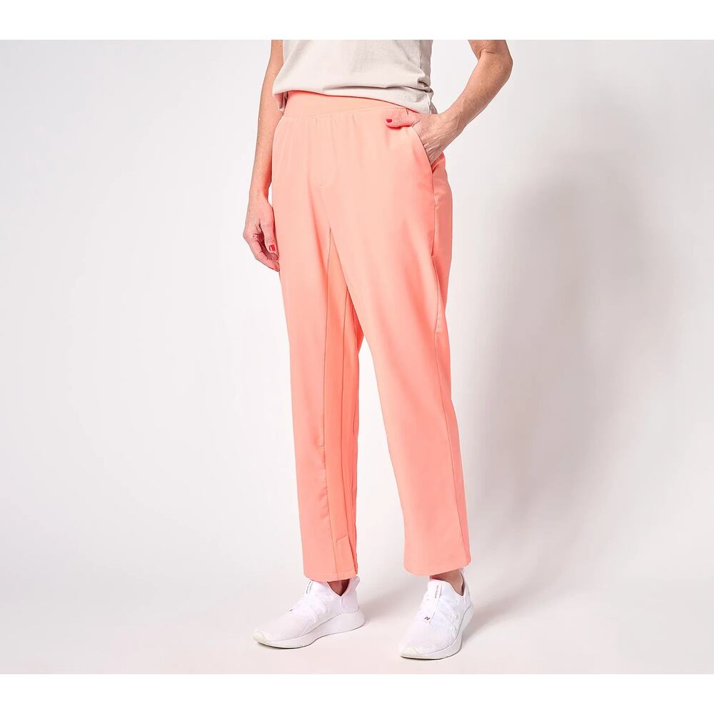 Zuda Regular Stretch Woven Travel Pants Womens Size Medium Soft Coral Ankle